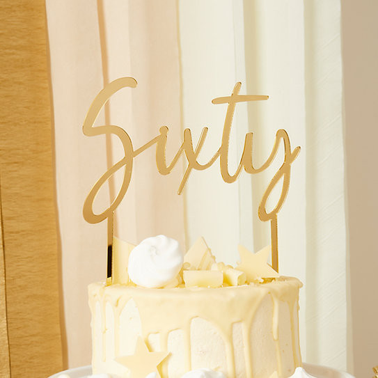 Gold Acrylic Cake Topper Age 60