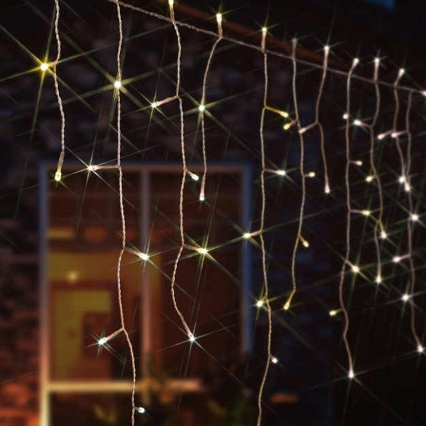 200 LED Battery Operated Timer Icicle Lights Warm White