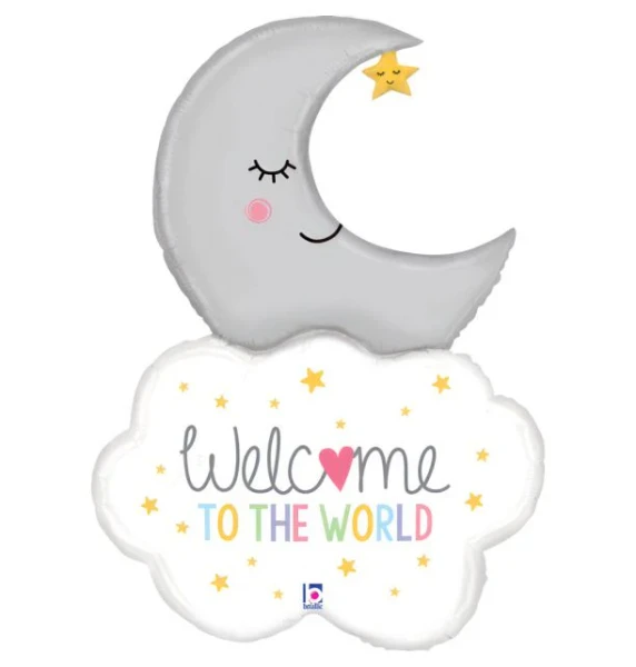 H300 Supershape Foil Balloon Welcome Baby Moon 32in