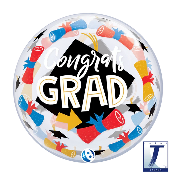 H300 22in Bubble Balloon Congrats Grad
