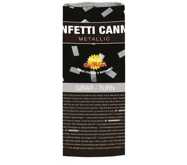 Confetti Cannon Silver Metallic 10.5cm Pk3