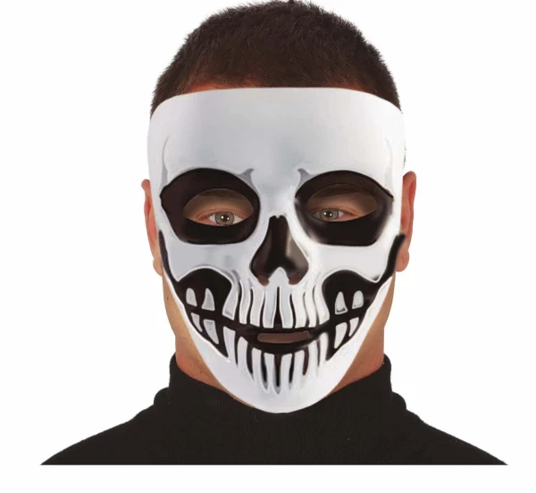 Day of the Dead Black and White Skeleton Mask PVC