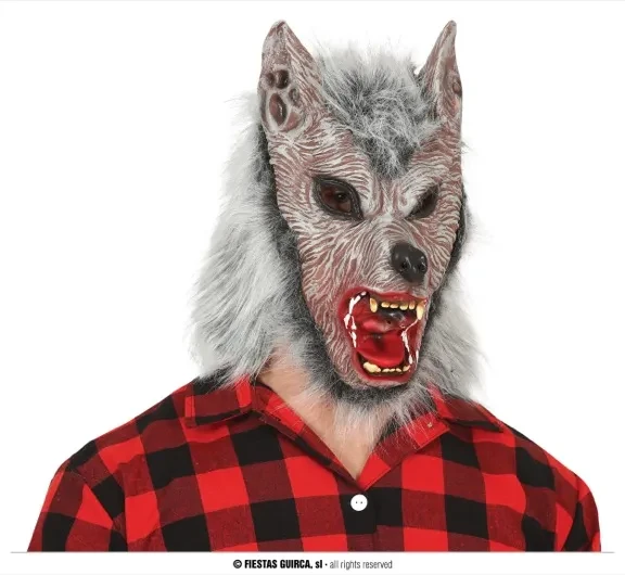 Latex Wolf Mask with Hair