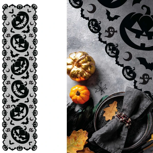 Halloween Pumpkin Lace Table Runner 45x200cm