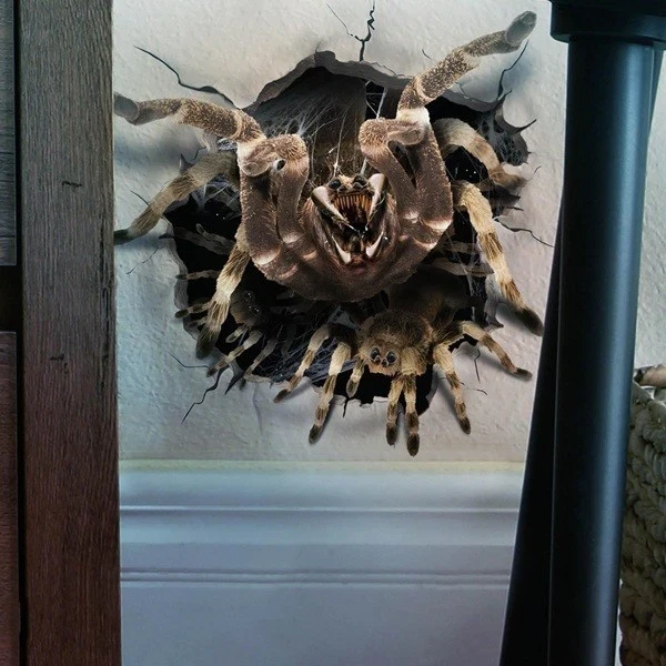 Halloween Spider Hole Wall Sticker 16x16cm