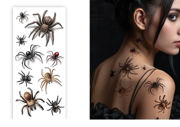 Halloween Spider Tattoos with Shadow 14x30cm