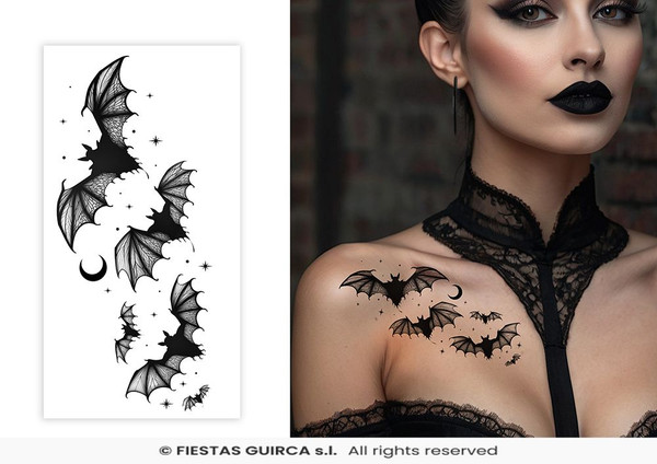 Bat Body Tattoo 15x8cm