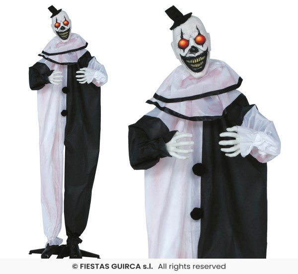 Standing Scary Clown on Base with Light Sound and Movement 205cm