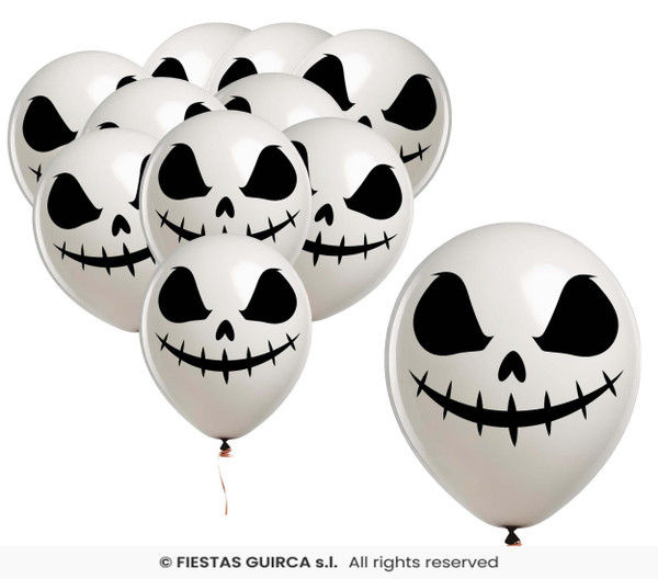 11in Latex Balloons Ghosts White Pk10