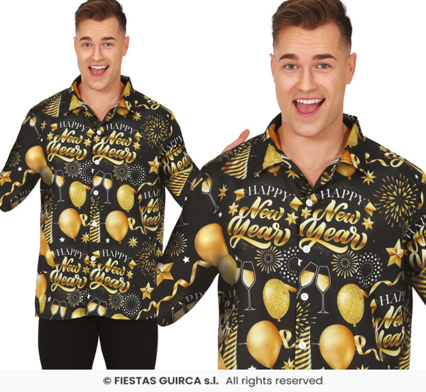 Happy New Year Black and Gold Shirt 48 to 50 Size Medium