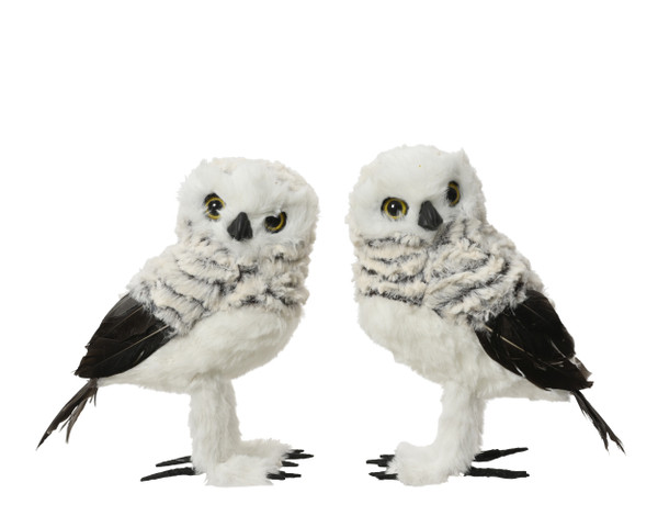 Snowy Owl with Faux Fur Feathers 21cm Choice of 2 Styles