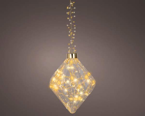 Clear Diamond LED Hanging Flashing Christmas Ornament  Battery Operated 16cm
