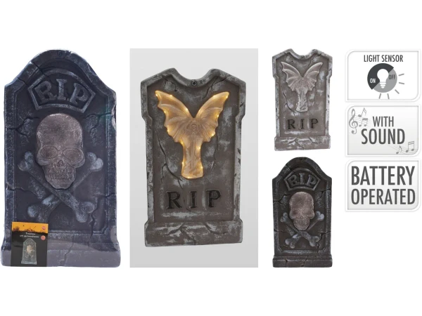 Halloween Tombstones with Light and Sound 50x90x4cm Battery Operated Choice of 2 Designs