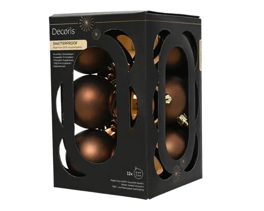 Shatterproof Baubles 12x6cm Espresso