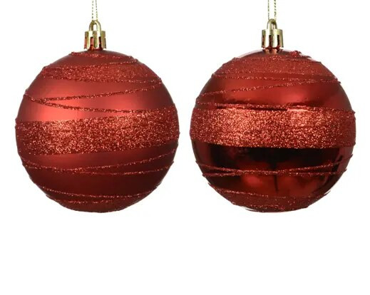 Shatterproof Bauble 8cm Christmas Red Choice of Matt or Shiny