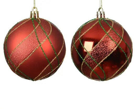 Shatterproof Bauble 8cm Red Choice of Matt or Shiny