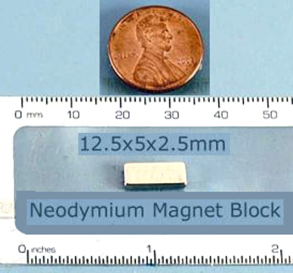 Rare Earth Magnet Neodymium 12.5x5x2.5mm