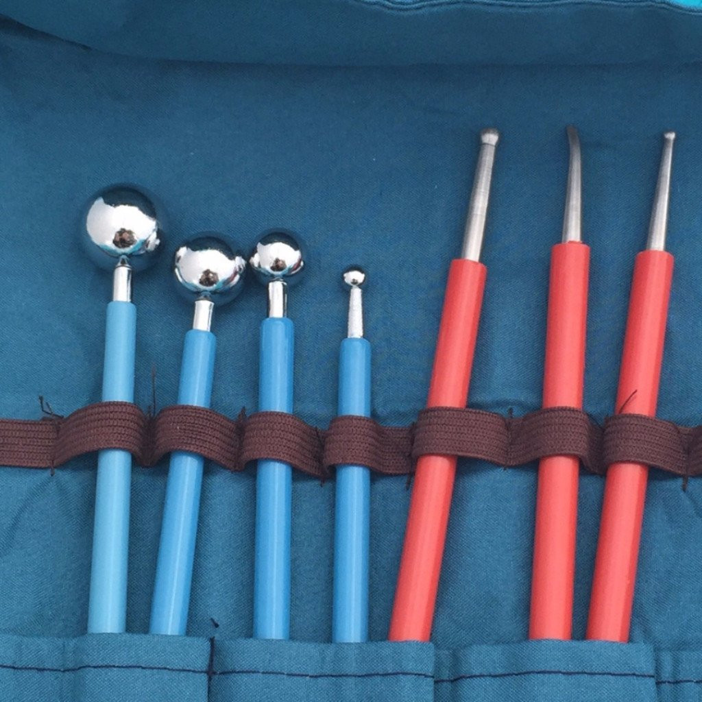 Ball Stylus Tool Set And Sculpting Tool Set In Roll Up Organizer Bag
