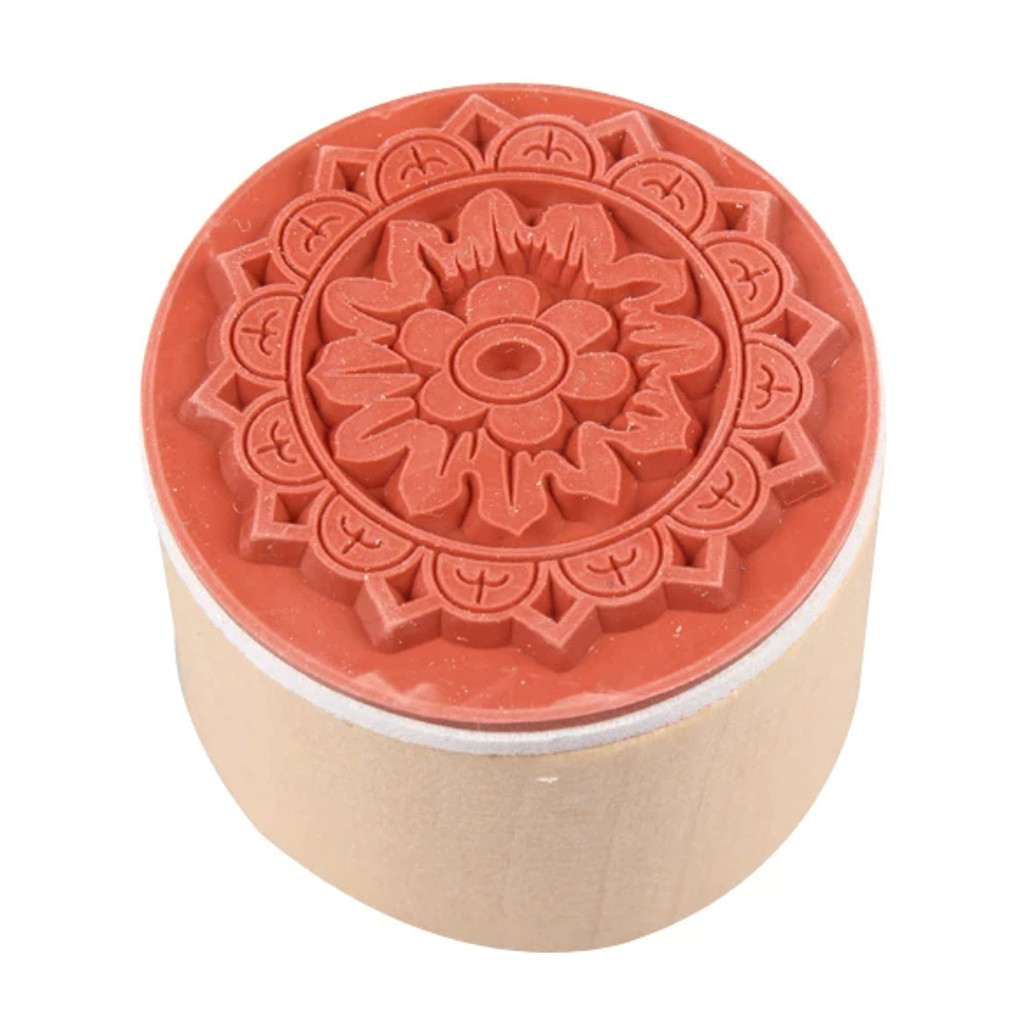 Floral Pattern Round Lace Stamps 6 piece set wood mounted