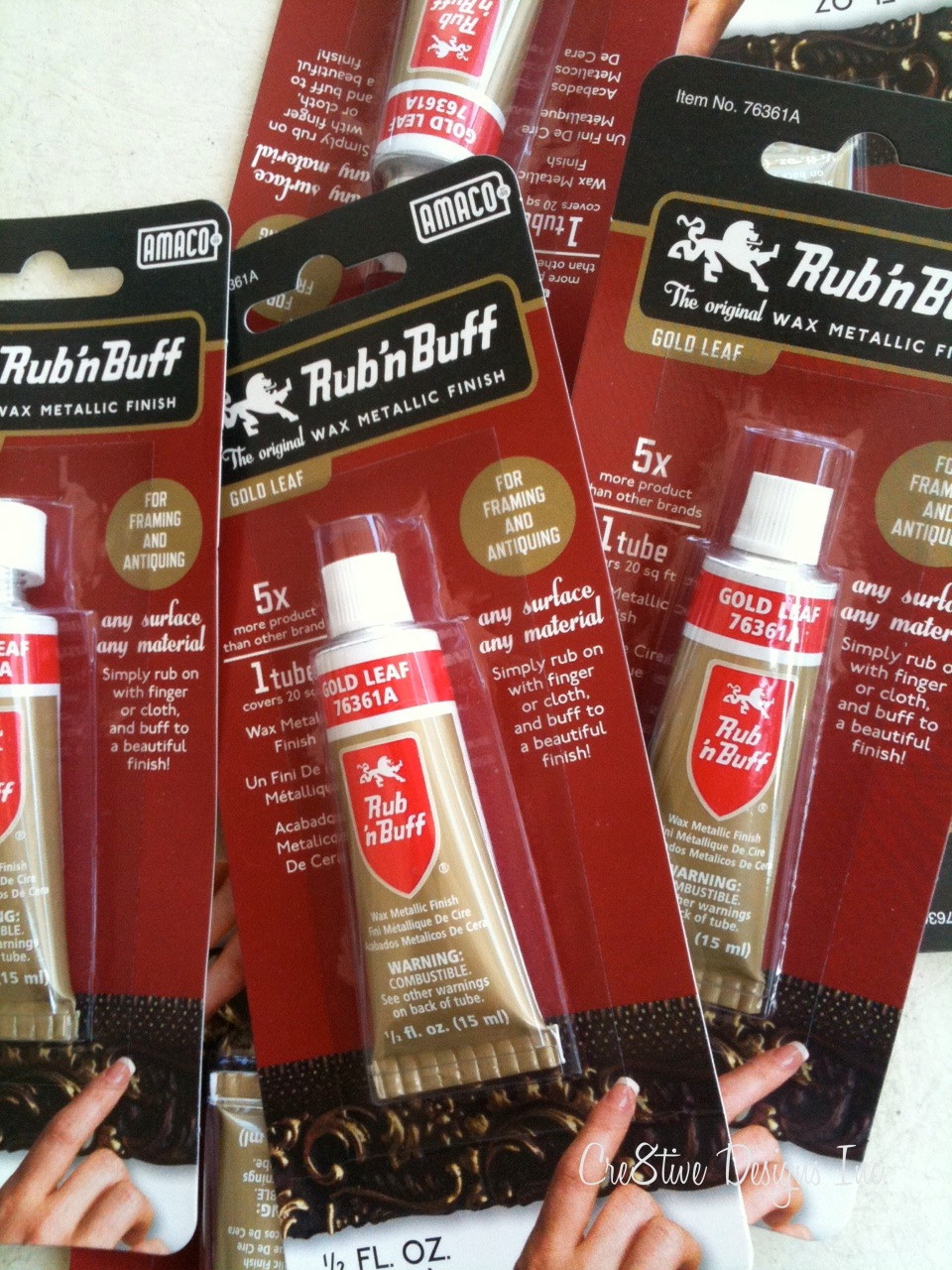 Rub n Buff Wax Metallic Gold Leaf, Rub and Buff Finish, 0.5-Fluid