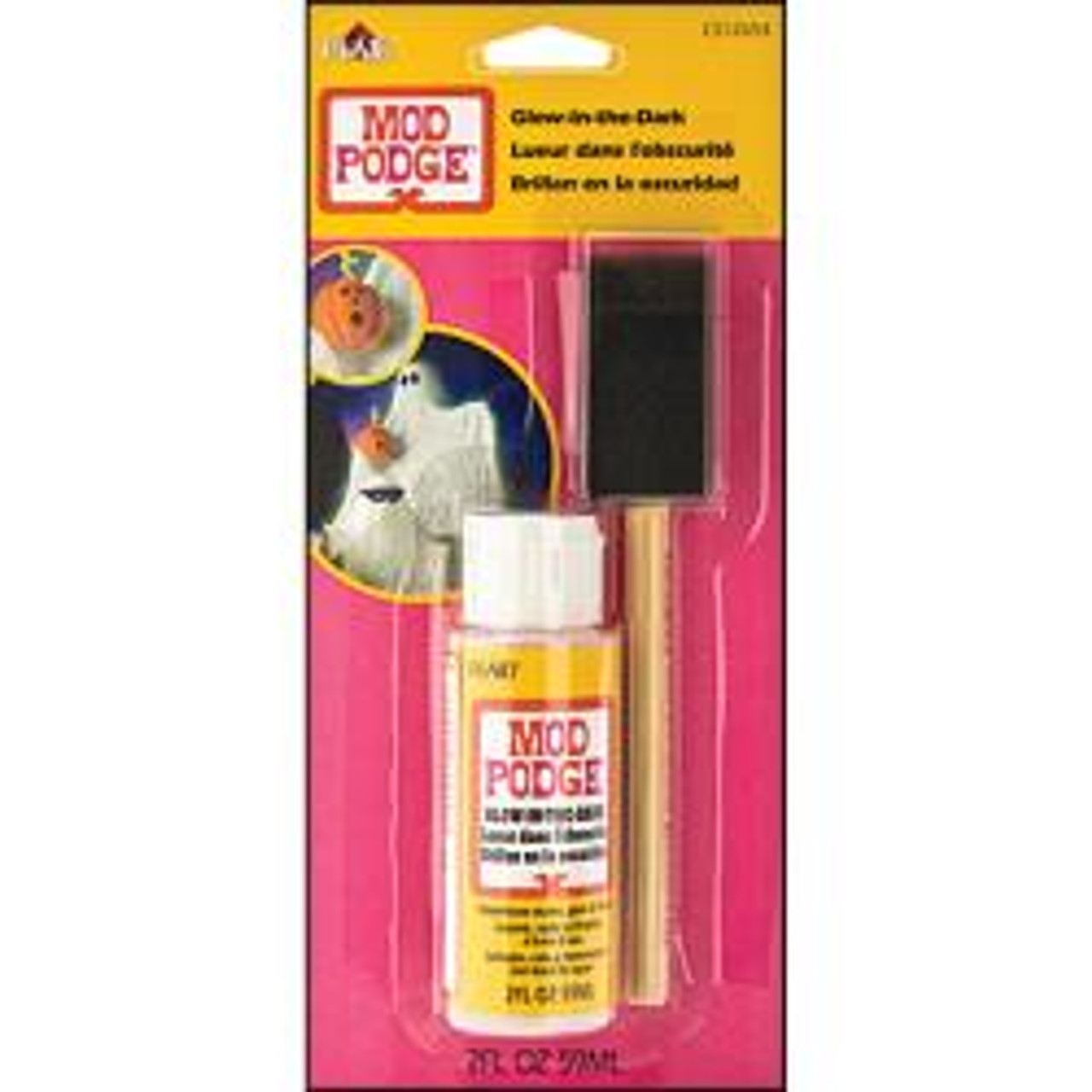 Mod Podge Medium W/Foam Brush 2oz Glow-In-The-Dark - Poly Clay Play