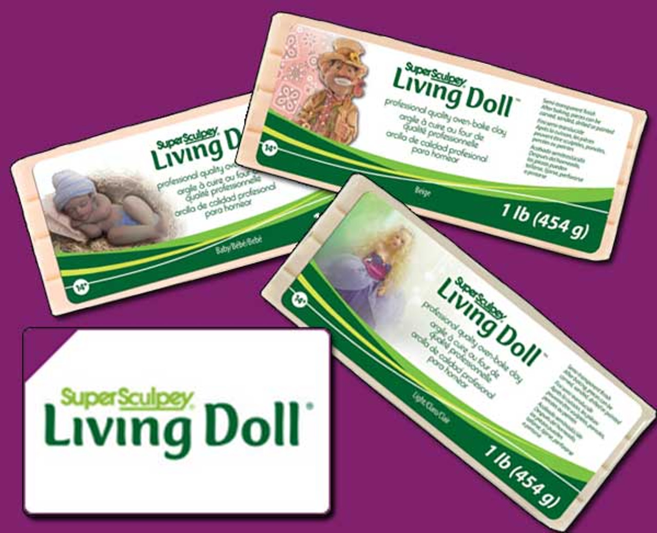 Super Sculpey Living Doll Clay 1 lb available in 3 colors - Poly Clay Play