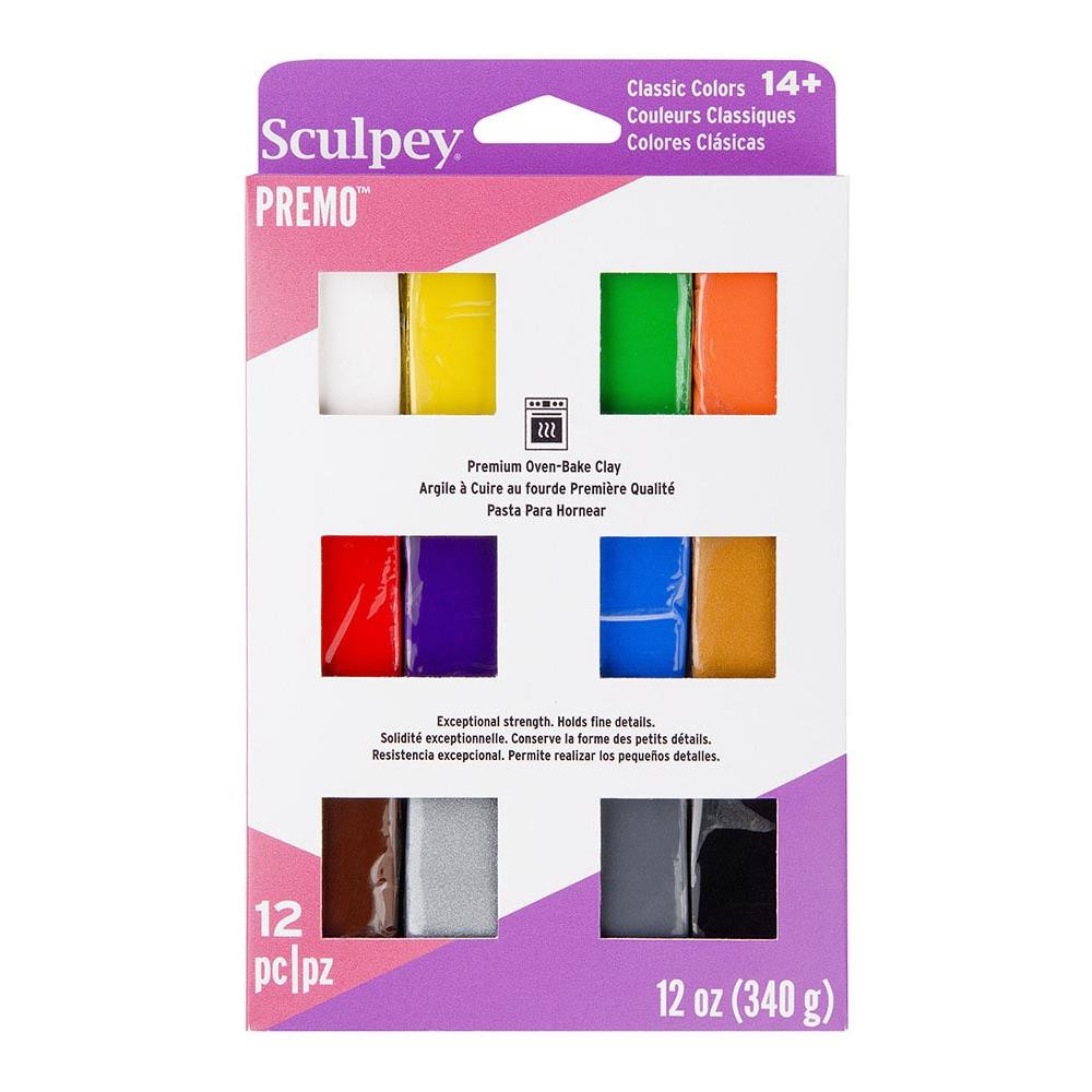Sculpey Premo + Soufflé – Lot 24 Couleurs 1oz – Pâte Polymère Cuite, Flexible, Metalle Et Pailletée
