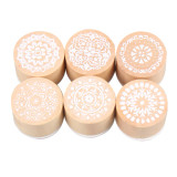 Floral Pattern Round Lace Stamps 6 piece set wood mounted