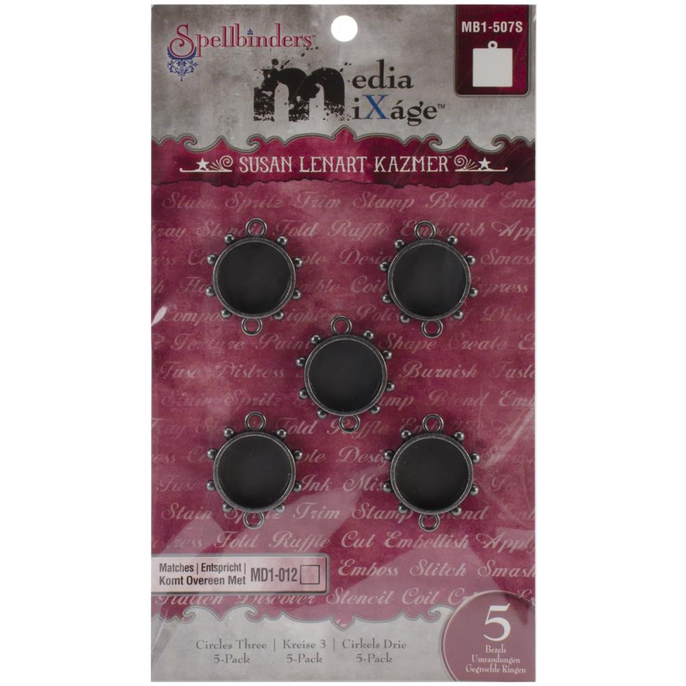 Spellbinders Media Mixage Circles One – 5 Stück Blenden, Silber, Ca. 40x30 Mm – Für Schmuck, Scrapbooking, DIY-Projekte