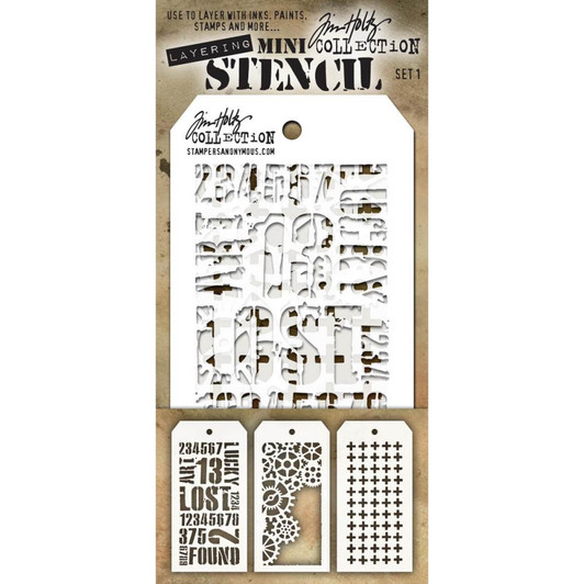 Tim Holtz Mini Layered Stencil Sets 3/pkg Set 1