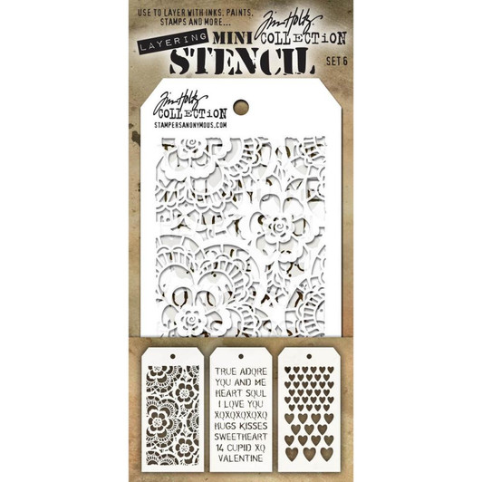 Tim Holtz Mini Layered Stencil Sets 3/pkg Set 6