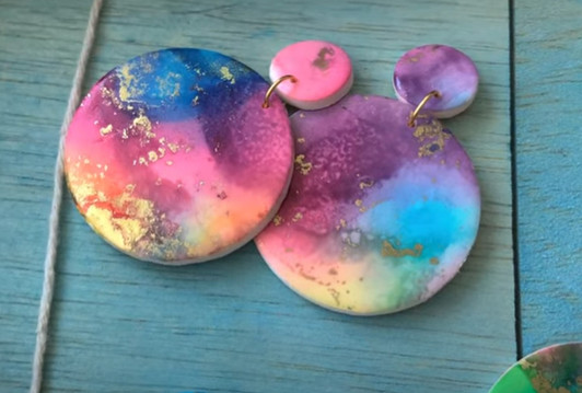 Rainbow Galaxy Earrings | Polymer Clay with Alcohol Ink Tutorial