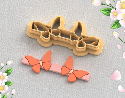 PCP Barrette Two Butterflies Cutter