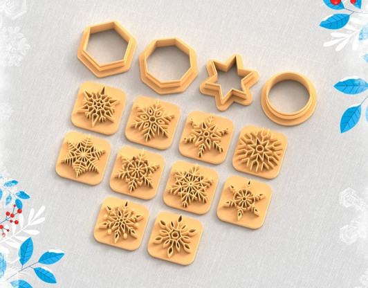 PCP Snowflake - Cutters and Stamps Combo 14 pc set