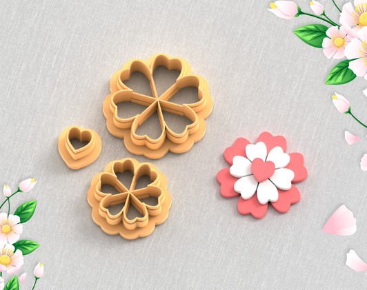 PCP Valentine Flower Embossing Cutter 3pc set