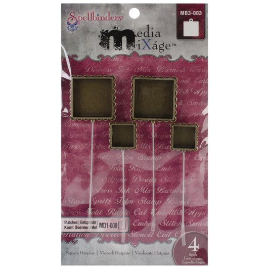 Media Mixage Bezels Bronze Square Hatpins