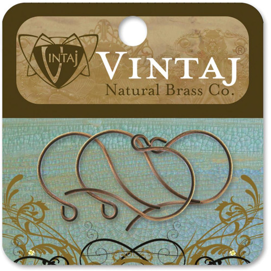 Vintaj Metal Ear Wires 4/Pkg Round Loop 27mmX15mm