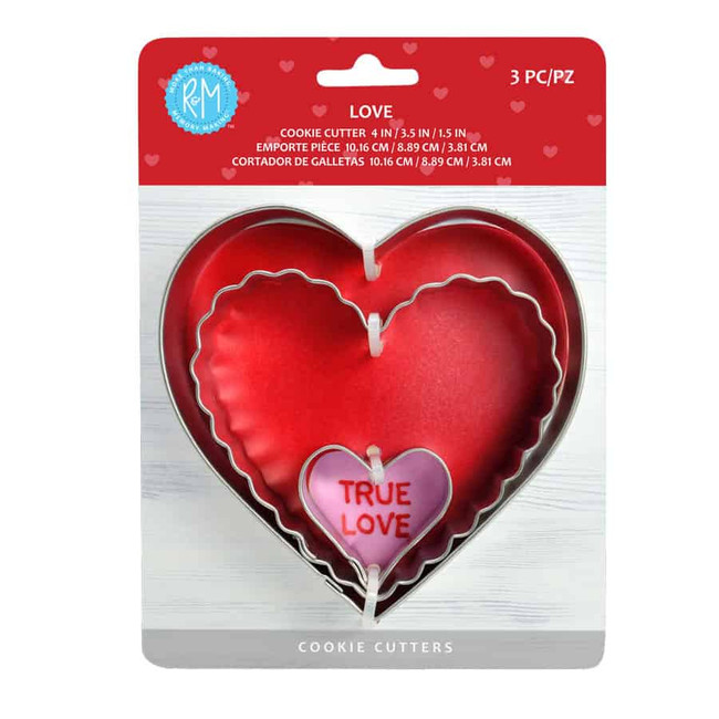 Heart Love Cookie Cutters 3 PC NESTED SET