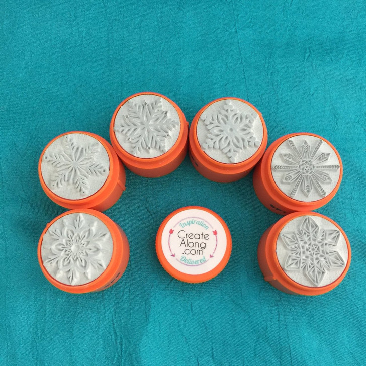 Snowflake TextureStax set of 6 round Stamps