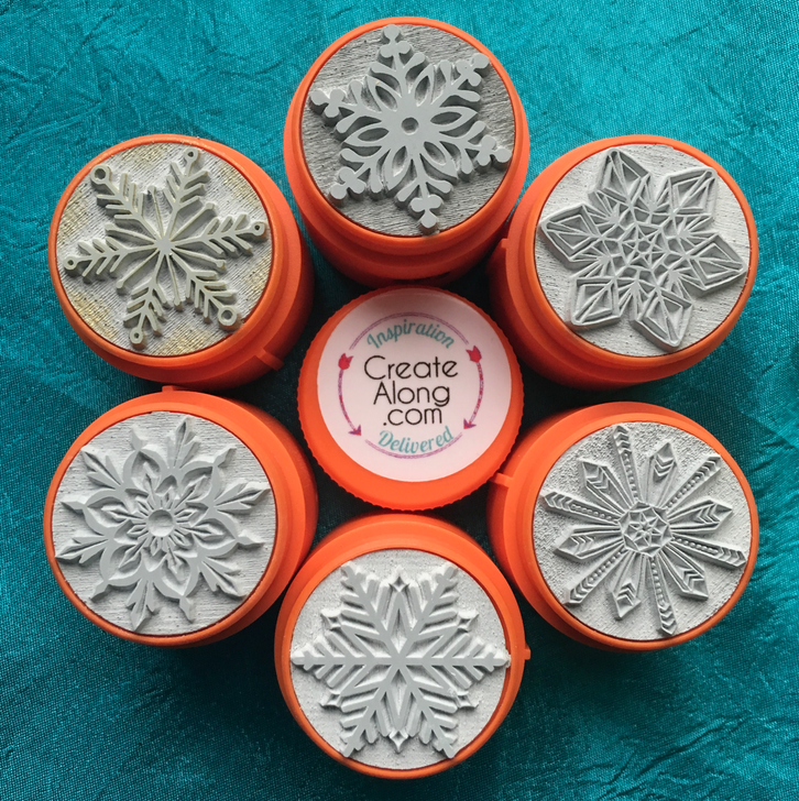 Snowflake TextureStax set of 6 round Stamps