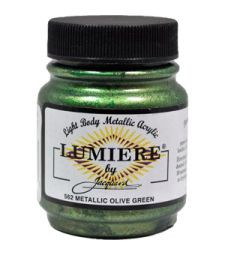 Jacquard Lumiere Metallic Acrylic Paint 2.25oz - Metallic Olive Green