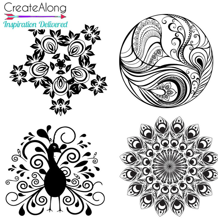 Cindi's Paisley Peacocks Multi Image Silkscreen Stencil