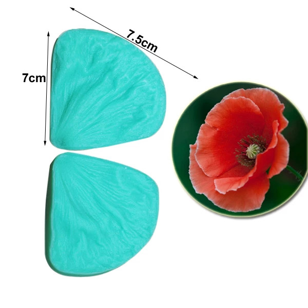Poppy Flower Silicone Veiner Textures front and back