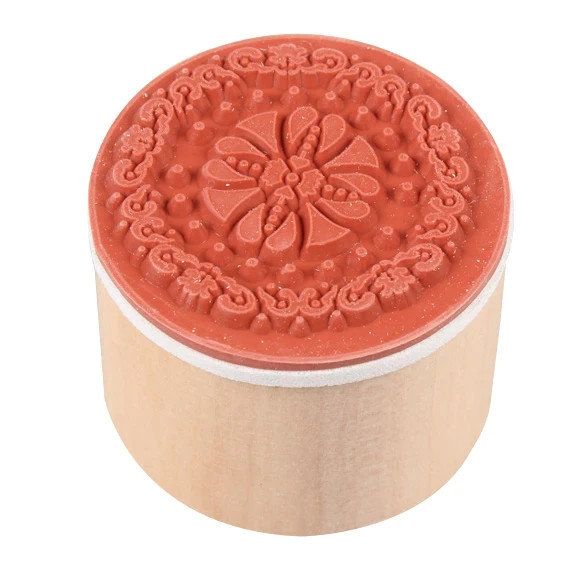 Floral Pattern Round Lace Stamps 6 piece set wood mounted