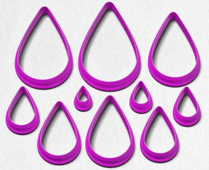 PCP Rain Keeps Falling Teardrop Cutters Set of 10 pcs