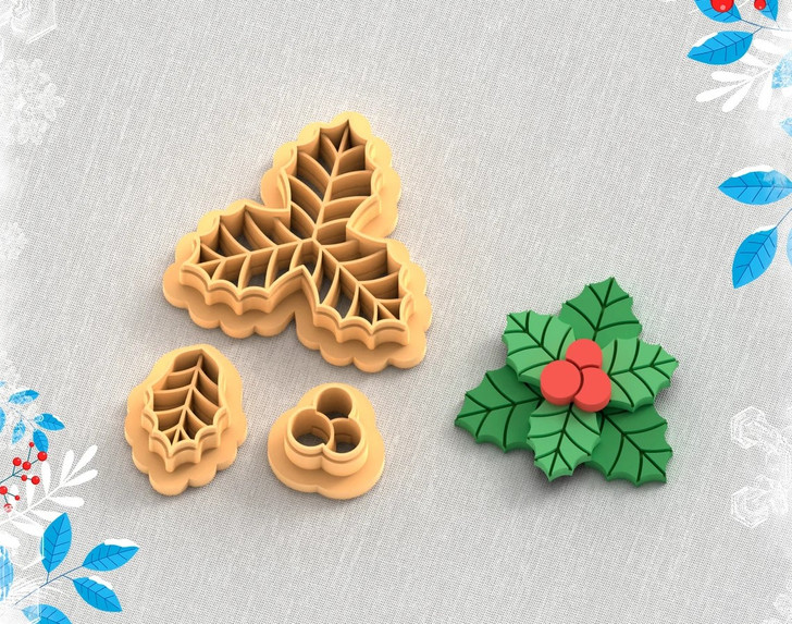 PCP Holly Leaves Cutters 3pc Sets