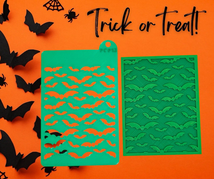 PCP Halloween Bats Stencil and/or Texture Plate