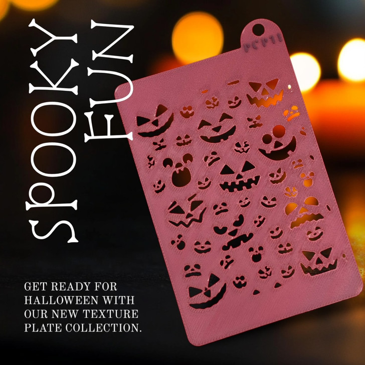 PCP Halloween Pumpkin Faces Stencil and/or Texture Plate