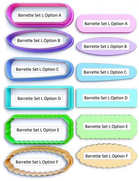 PCP Barrettes Set L Cutters - 6 different Shapes 4 Size Options