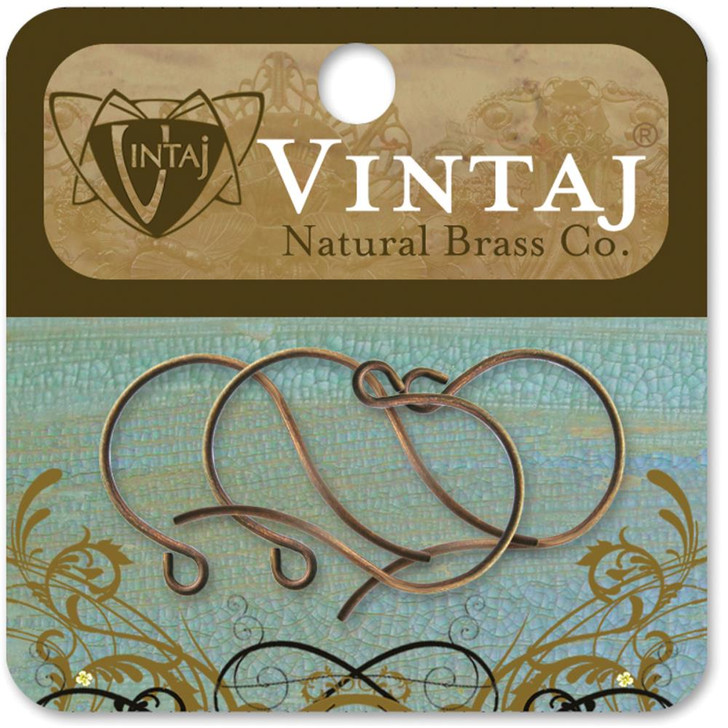 Vintaj Metal Ear Wires 4/Pkg Round Loop 27mmX15mm